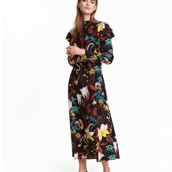h&m long sleeve midi dress